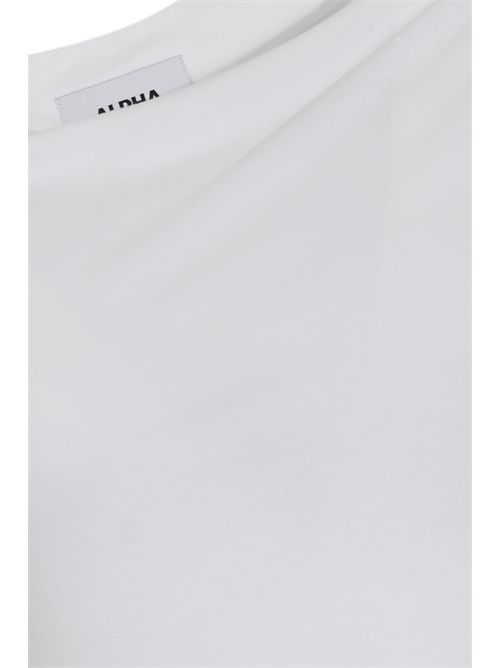 Top in ice cotton con scollo a barca Bianco Alpha Studio | AD-6452C2000